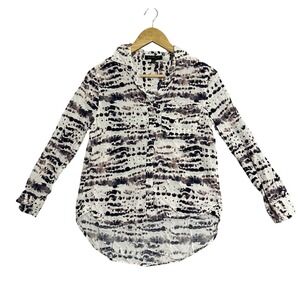 Velvet Heart Button Down Shirt Womens Small White Tie Dye Rayon